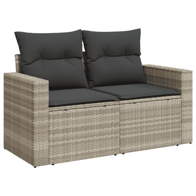 vidaXL 11-delige Loungeset met kussens poly rattan lichtgrijs