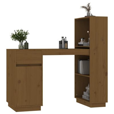 vidaXL Bureau 110x53x117 cm massief grenenhout honingbruin