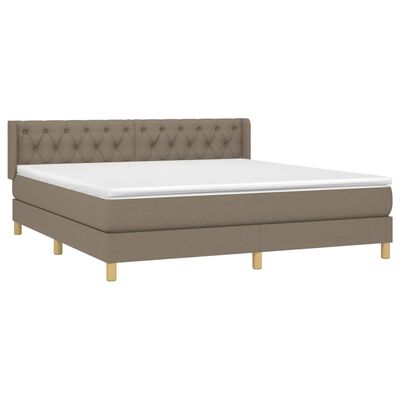 vidaXL Boxspring met matras stof taupe 160x200 cm