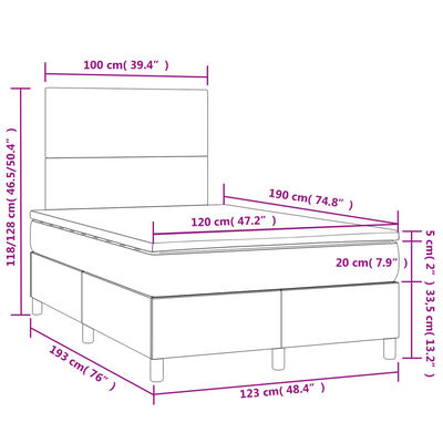 vidaXL Boxspring met matras en LED fluweel roze 120x190 cm