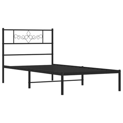 vidaXL Bedframe met hoofdbord metaal zwart 100x200 cm