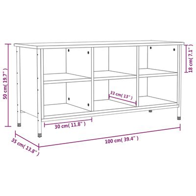 vidaXL Schoenenkast 100x35x50 cm bewerkt hout sonoma eikenkleurig