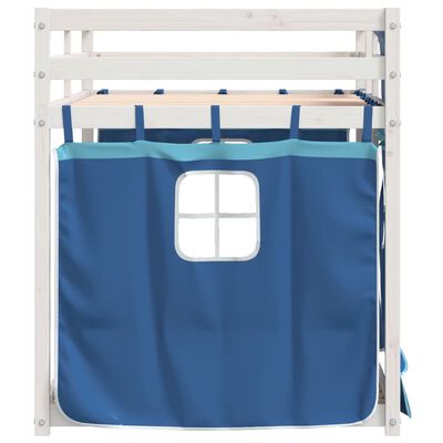 vidaXL Stapelbed met gordijnen 90x200 cm massief grenenhout blauw