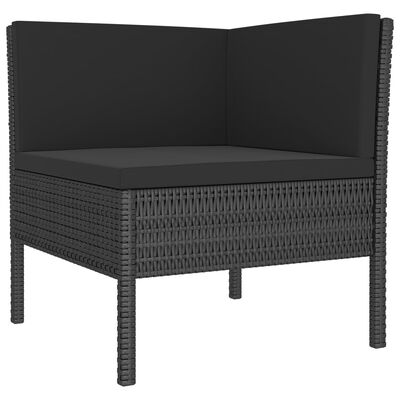 vidaXL 14-delige Loungeset met kussens poly rattan zwart