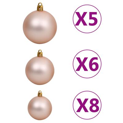 vidaXL Kunstkerstboom met scharnieren 150 LED en kerstballen 120 cm