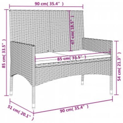 vidaXL 4-delige Loungeset met kussens poly rattan zwart