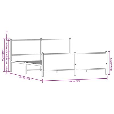 vidaXL Bedframe zonder matras metaal sonoma eikenkleurig 193x203 cm