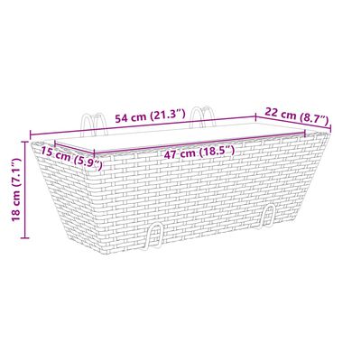 vidaXL Plantenbakken 2 st met haken poly rattan bruin