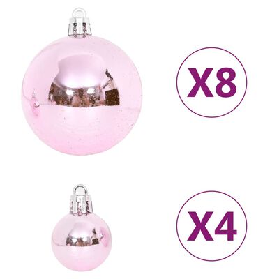 vidaXL 65-delige Kerstballenset roze/rood/wit