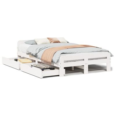 vidaXL Bedframe zonder matras massief grenenhout wit 120x190 cm