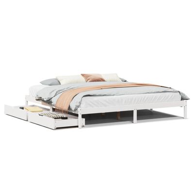 vidaXL Bedframe zonder matras massief grenenhout wit 180x200 cm