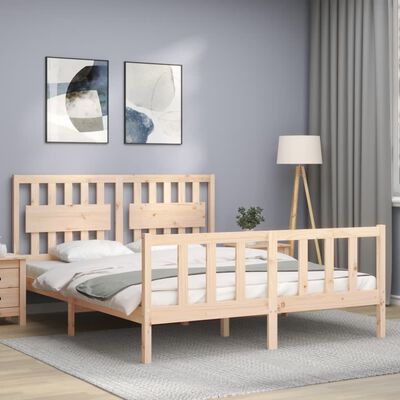 vidaXL Bedframe met hoofdbord massief hout 160x200 cm