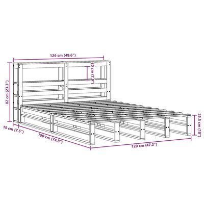 vidaXL Bedframe zonder matras massief grenenhout wit 120x190 cm