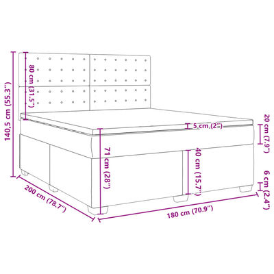 vidaXL Boxspring met matras stof blauw 180x200 cm