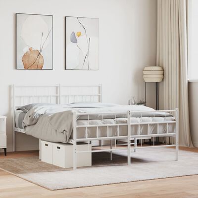 vidaXL Bedframe met hoofd- en voeteneinde metaal wit 160x200 cm