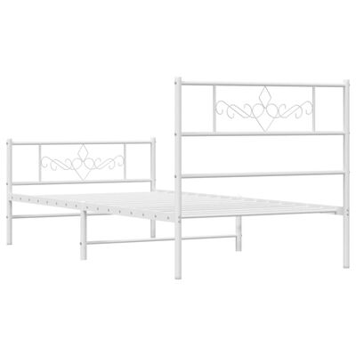 vidaXL Bedframe met hoofd- en voeteneinde metaal wit 100x190 cm