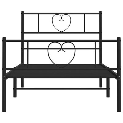 vidaXL Bedframe met hoofd- en voeteneinde metaal zwart 107x203 cm