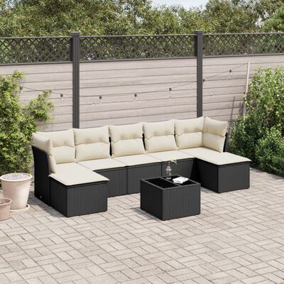 vidaXL 8-delige Loungeset met kussens poly rattan zwart