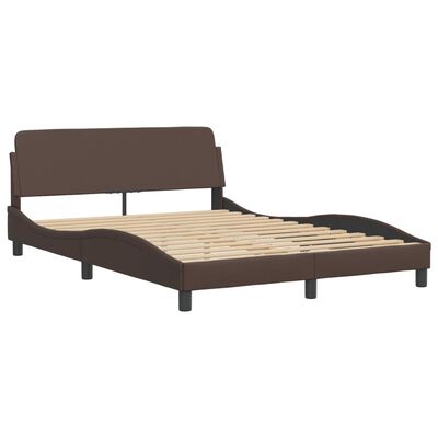 vidaXL Bedframe met hoofdbord kunstleer bruin 140x190 cm