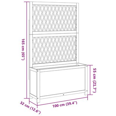 vidaXL Plantenbak met latwerk 100x32x165 cm massief acaciahout