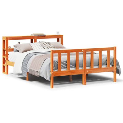 vidaXL Bedframe met hoofdbord grenenhout wasbruin 140x200 cm