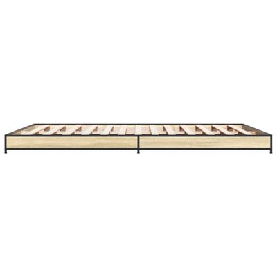 vidaXL Bedframe bewerkt hout metaal sonoma eikenkleurig 120x190 cm