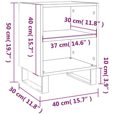 vidaXL Nachtkastjes 2 st 40x30x50 cm bewerkt hout zwart