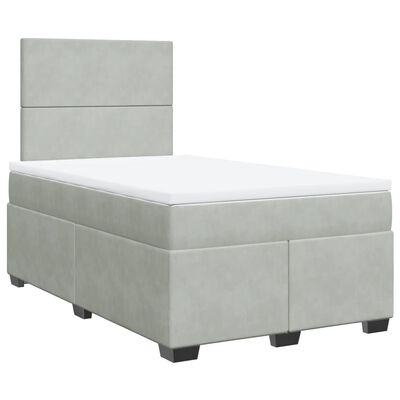 vidaXL Boxspring met matras fluweel lichtgrijs 120x190 cm