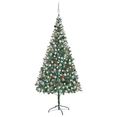 vidaXL Kunstkerstboom met verlichting kerstballen dennenappels 210 cm