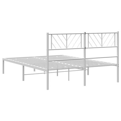 vidaXL Bedframe met hoofdbord metaal wit 140x200 cm