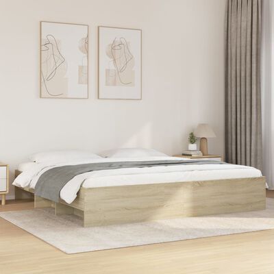 vidaXL Bedframe bewerkt hout sonoma eikenkleurig 200x200 cm