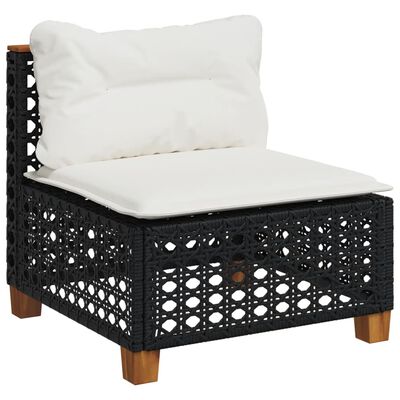 vidaXL 10-delige Loungeset met kussens poly rattan zwart