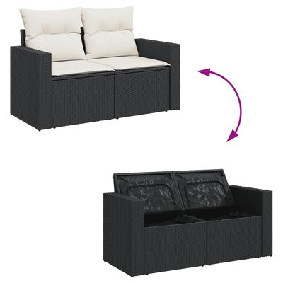 vidaXL 10-delige Loungeset met kussens poly rattan zwart