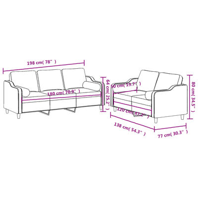 vidaXL 2-delige Loungeset met kussens stof lichtgrijs