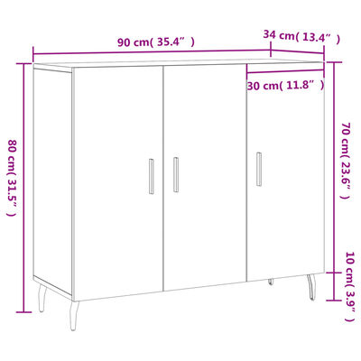 vidaXL Dressoir 90x34x80 cm bewerkt hout grijs sonoma eikenkleurig