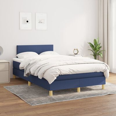 vidaXL Boxspring met matras stof blauw 120x190 cm