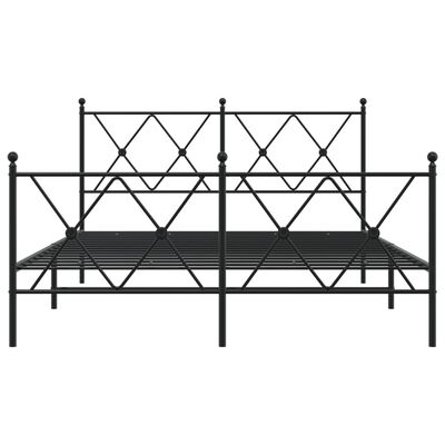 vidaXL Bedframe met hoofd- en voeteneinde metaal zwart 140x190 cm