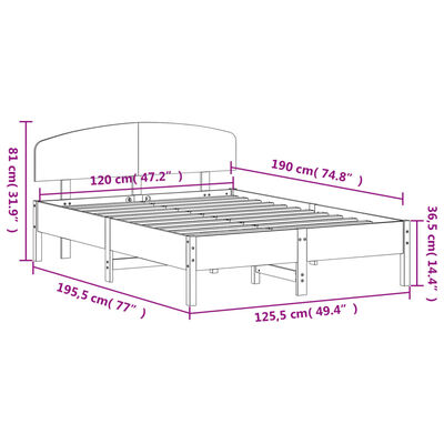 vidaXL Bedframe zonder matras massief grenenhout wit 120x190 cm