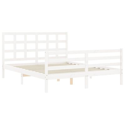 vidaXL Bedframe met hoofdbord massief hout wit