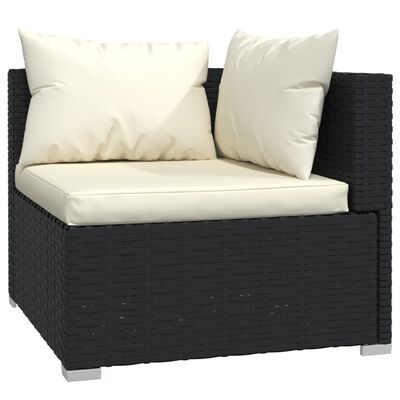 vidaXL 13-delige Loungeset met kussens poly rattan zwart