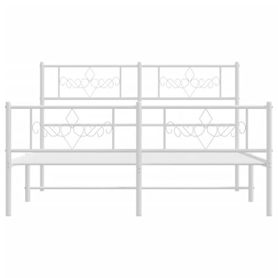 vidaXL Bedframe met hoofd- en voeteneinde metaal wit 140x190 cm