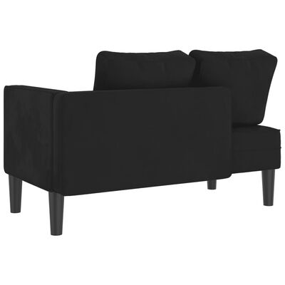 vidaXL Chaise longue met kussens fluweel zwart