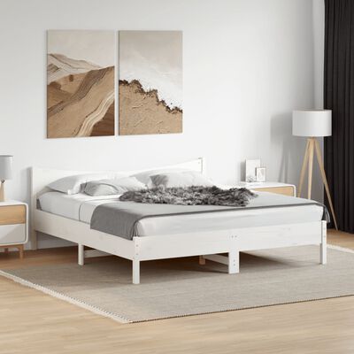 vidaXL Bedframe zonder matras massief grenenhout wit 180x200 cm