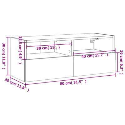 vidaXL Tv-wandmeubel 80x30x30 cm bewerkt hout zwart