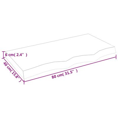 vidaXL Tafelblad 80x40x(2-6) cm onbehandeld massief eikenhout