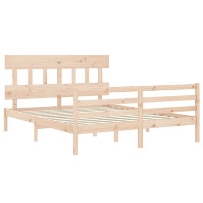 vidaXL Bedframe met hoofdbord massief hout 160x200 cm