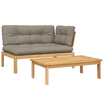 vidaXL 2-delige Loungeset pallet met kussens massief acaciahout