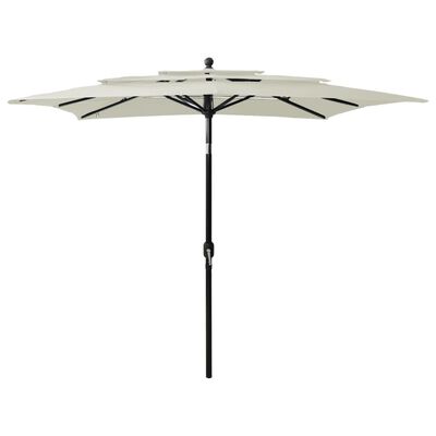 vidaXL Parasol 3-laags met aluminium paal 2,5x2,5 m zandkleurig