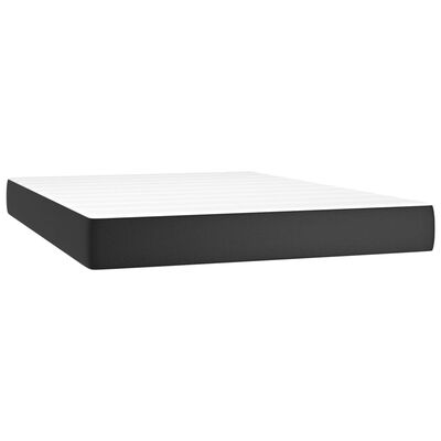 vidaXL Boxspring met matras en LED kunstleer zwart 140x190 cm