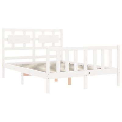 vidaXL Bedframe met hoofdbord massief hout wit